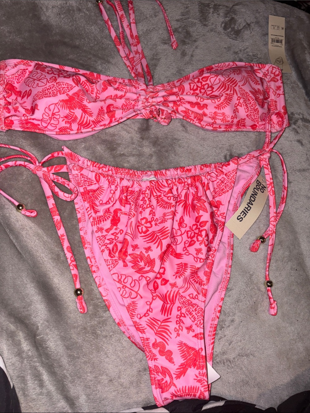 Tropical Pink Printed String Bikini